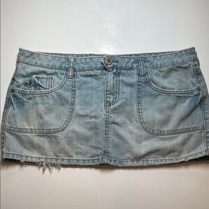 Low rise denim mini skirt